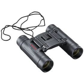 Tasco 168125 Essentials 10x 25-mm Folding-Roof-Prism Weather-Resistant Compact Binoculars with Case and Lens Covers, Black, 168125