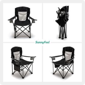 SUNNYFEEL XL Oversized Camping Chair, Folding Camp Chairs for Adults Heavy Duty Big Tall 300 LBS (Color: Black)