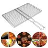 1pc Stainless Steel Vegetable BBQ Grilling Basket; Easy To Clean Grill Basket; Grill Accessories; Portable Folding Fish Grilling Basket With Removable